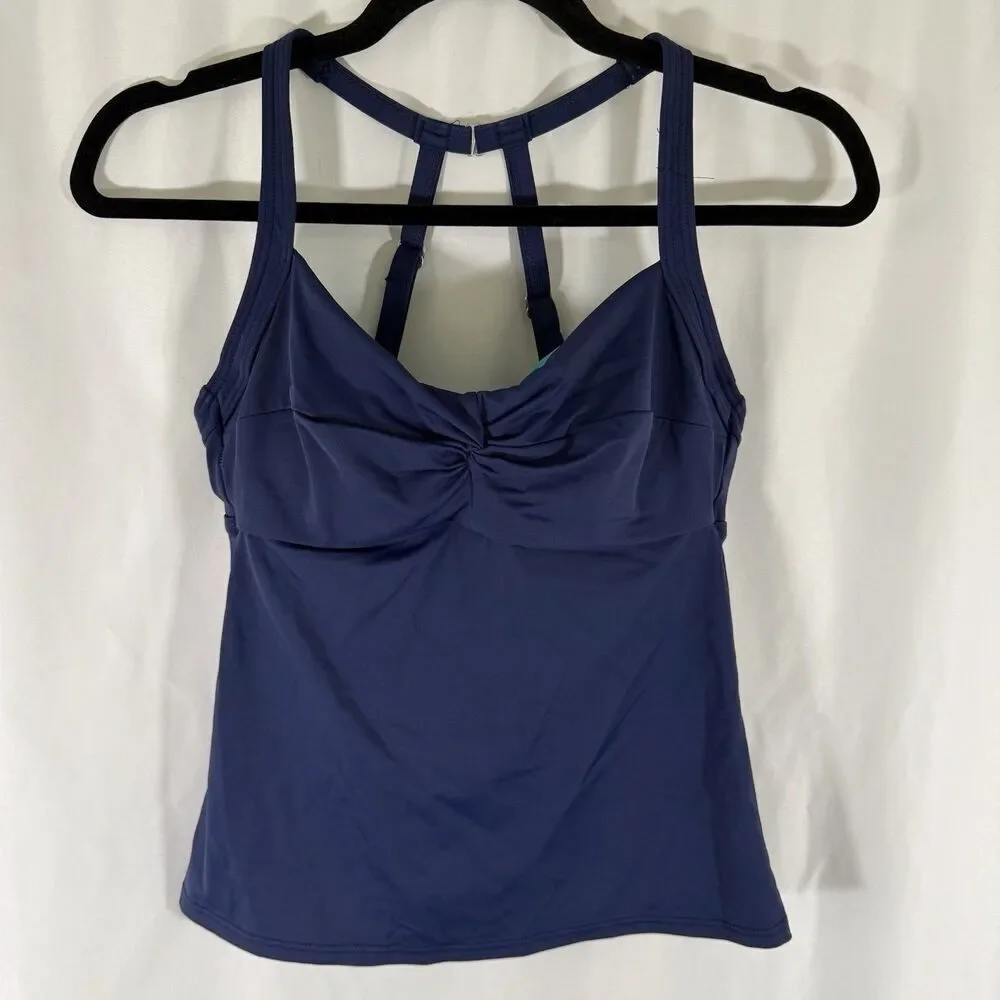 Title Nine Swim top Women's 32C Blue Padded Sleeveless Pullover Adjustable